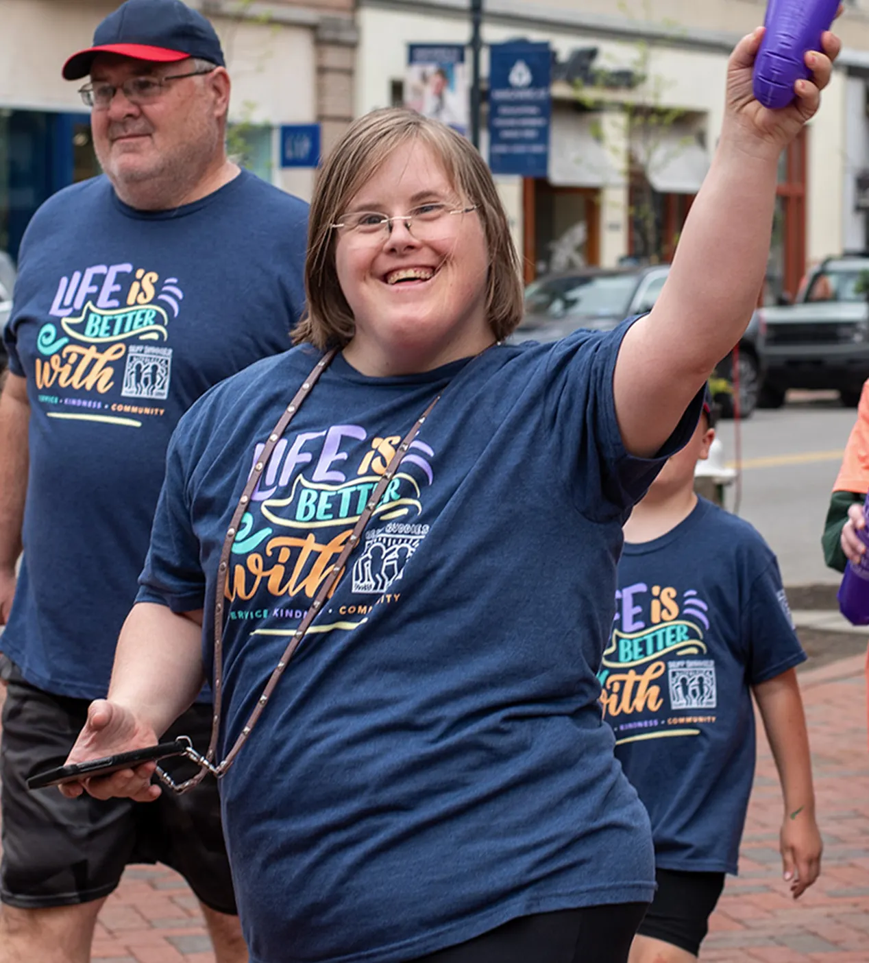 Smiling Best Buddies walk participant